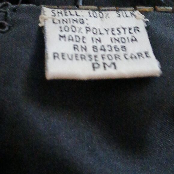 Denise Elle black  blue green beaded sequin vintage blouse  Sz PM - Picture 9 of 9